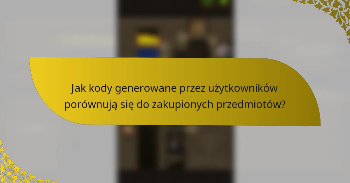 Jak kody generowane przez użytkowników porównują się do zakupionych przedmiotów?